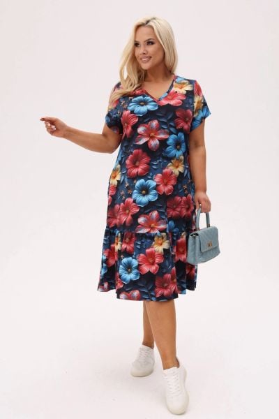 Wiskozowa sukienka Solea w wielobarwne hibiskusy PLUS SIZE XXL OVERSIZE. Sukienki Moda Size Plus Iwanek, do pracy, na lato, plus size, bez wzorów, z elastanu, biznesowe, bez kołnierzyka, plus size, bez ramiączek, mini, oversize. Za 289,90 zł.