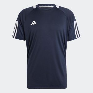 Koszulka do piłki nożnej ADIDAS Sereno. Niebieskie bluzki ADIDAS, m, bez wzorów, sportowe, bez kołnierzyka, bez ramiączek. W wyprzedaży za 79,99 zł.