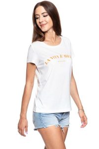 MUSTANG T SHIRT DAMSKI Alina C Print Cloud Dancer 1008936 2020. T-shirty Mustang, s, bez wzorów, bez kołnierzyka, bez ramiączek. W wyprzedaży za 39,99 zł.