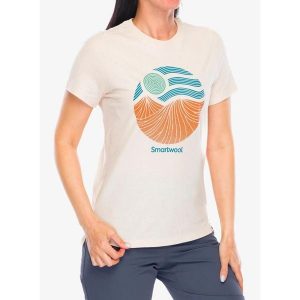Koszulka z nadrukiem damska Smartwool Horizon View Graphic Short Sleeve. Brązowe koszulki sportowe Smartwool, bez wzorów, bez ramiączek. Za 198,99 zł.