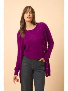 Just Cashmere Kaszmirowy kardigan "Chelsea" w kolorze fioletowym rozmiar: XXL. Różowe kardigany Just Cashmere, z kaszmiru. Za 409,00 zł.