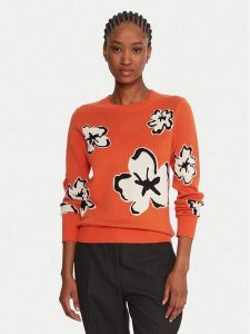 French Connection Sweter 78ZBL Pomarańczowy Regular Fit. Brązowe swetry klasyczne French Connection, l, z syntetyku, bez kołnierzyka. Za 359,99 zł.