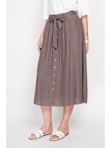 Le Jardin du Lin Lniana spódnica w kolorze brązowym rozmiar: 34. Brązowe spódnice Le jardin du lin, bez wzorów, ze lnu, midi. Za 108,99 zł.