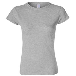 Koszulka Damska Krótki Rękaw Soft Style. Szare bluzki GILDAN, s, bez wzorów, sportowe, bez kołnierzyka, bez ramiączek. Za 27,99 zł.