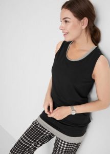 Długi top (2 szt.). Czarne topy bonprix, bez wzorów, z bawełny, bez kołnierzyka, bez ramiączek. Za 67,99 zł.