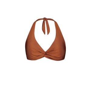 Kostium kąpielowy top z krzyżowym wiązaniem dla kobiet Barts Isla. Brązowe bikini Barts, bez wzorów. Za 192,00 zł.