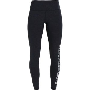 Superdry SPORT Legginsy black logo. Czarne legginsy marki Superdry, z elastanu. W wyprzedaży za 159,20 zł.