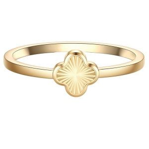 Glanzstücke München Pierscionek koniczyna ze stali nierdzewnej w zlocie Pierścionki 1 ct Damski. Żółte pierścionki Glanzstücke München, pozłacane. Za 149,99 zł.