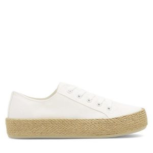 Espadryle DeeZee. Białe espadryle DeeZee, bez wzorów, bez obcasa. Za 99,99 zł.