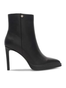 Eva Minge Botki CARACAL-0501 Czarny. Czarne botki Eva Minge, bez wzorów, ze skóry, bez obcasa, na szpilce, bez zapięcia. Za 479,00 zł.