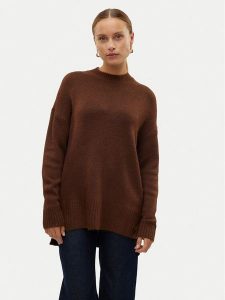 Vero Moda Sweter 10269229 Brązowy Loose Fit. Brązowe swetry klasyczne Vero Moda, l, z syntetyku, bez kołnierzyka. Za 79,99 zł.
