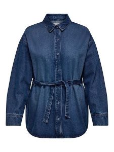 ONLY Bluzka dżinsowa w kolorze granatowym rozmiar: 48. Niebieskie bluzki ONLY, bez wzorów, z tkaniny, bez kołnierzyka, bez ramiączek. Za 173,99 zł.