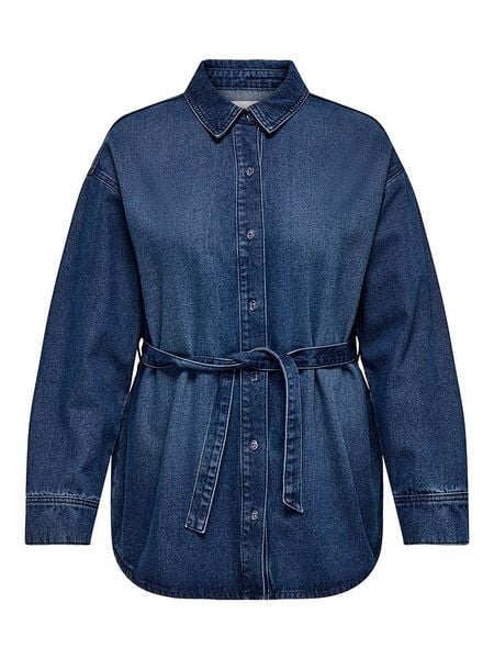 ONLY Bluzka dżinsowa w kolorze granatowym rozmiar: 46. Niebieskie bluzki ONLY, bez wzorów, z tkaniny, bez kołnierzyka, bez ramiączek. Za 117,73 zł.