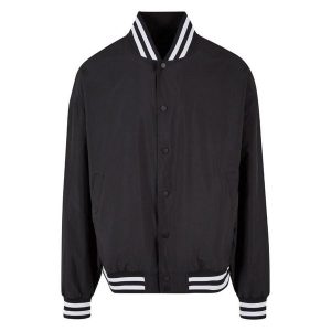 Lekka Kurtka Varsity Dla Dorosłych Unisex. Czarne kurtki BUILD YOUR BRAND, l, bez wzorów, bez kaptura. Za 227,99 zł.