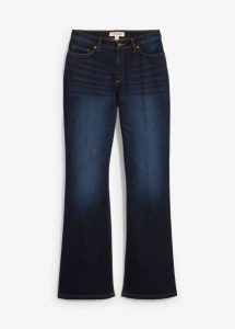 Dżinsy bootcut ze średnim stanem. Niebieskie jeansy bonprix, bez wzorów, z jeansu. Za 142,99 zł.