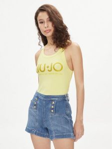 Liu Jo Top MA4327 J4695 Żółty Slim Fit. Żółte topy Liu Jo, xl, bez wzorów, z wiskozy, bez kołnierzyka, bez ramiączek. Za 159,99 zł.