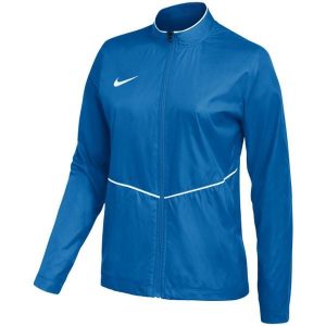 Kurtka damska Nike Park 26 Rain, wodoodporna, 100% poliester z recyklingu. Niebieskie kurtki Nike, bez wzorów, z poliesteru, bez kaptura. Za 141,99 zł.