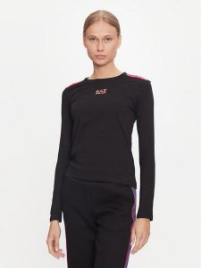 EA7 Emporio Armani Bluzka 6DTT16 TJLOZ 1200 Czarny Regular Fit. Czarne bluzki EA7 Emporio Armani, xl, bez wzorów, z bawełny, bez kołnierzyka, bez ramiączek. Za 209,99 zł.