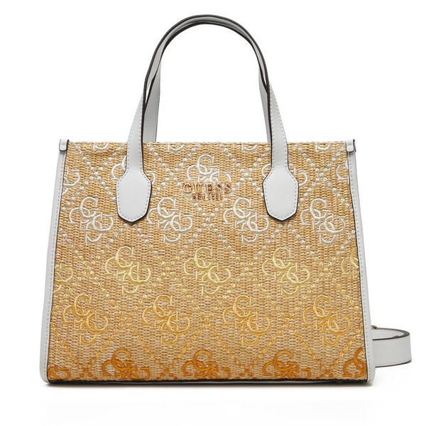 Torebka Guess. Białe kuferki Guess, z aplikacjami, bez dodatków. Za 359,99 zł.