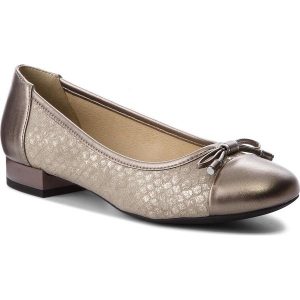Baleriny GEOX - D Wistrey F D724GF 0PVNF C5K9H Cream/Lead. Brązowe balerinki marki Geox, ze skóry ekologicznej. W wyprzedaży za 259,00 zł.