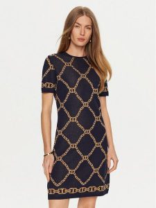 TWINSET Sukienka dzianinowa 241TP3523 Granatowy Regular Fit. Niebieskie sukienki Twinset, l, bez wzorów, z dzianiny, bez kołnierzyka, bez ramiączek. Za 639,99 zł.