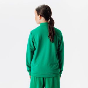 Bluza piłkarska Kipsta Essential trening. Zielone bluzy KIPSTA, bez wzorów, z elastanu, bez kaptura. Za 69,99 zł.