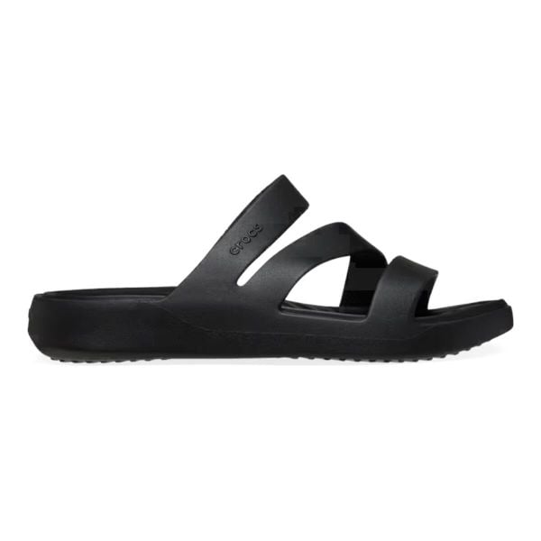 Klapki damskie Crocs Getaway Strappy. Czarne klapki Crocs, bez wzorów, z materiału, bez obcasa. Za 239,00 zł.