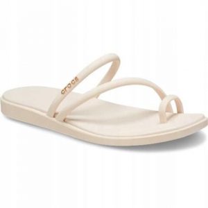 Klapki Dla Dorosłych Crocs Miami Toe Loop. Białe klapki Crocs, bez wzorów, z materiału, bez obcasa. Za 199,99 zł.