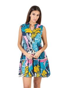 Isla Bonita by SIGRIS Sukienka ze wzorem rozmiar: XL. Sukienki Isla Bonita by SIGRIS, na co dzień, xl, bez wzorów, z bawełny, bez kołnierzyka, bez ramiączek, mini, proste. Za 132,67 zł.