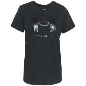 Koszulka fitness damska Under Armour Live Sportstyle Graphic Ssc. Czarne bluzki Under Armour, xs, bez wzorów, sportowe, bez kołnierzyka, bez ramiączek. Za 85,99 zł.