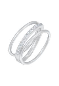 Elli Damska obrączka mieniąca się cyrkoniami ze srebra próby 925 Sterling Silver Pierścionki 1 ct Damski. Szare pierścionki Elli, z cyrkonią, srebrne. Za 249,89 zł.