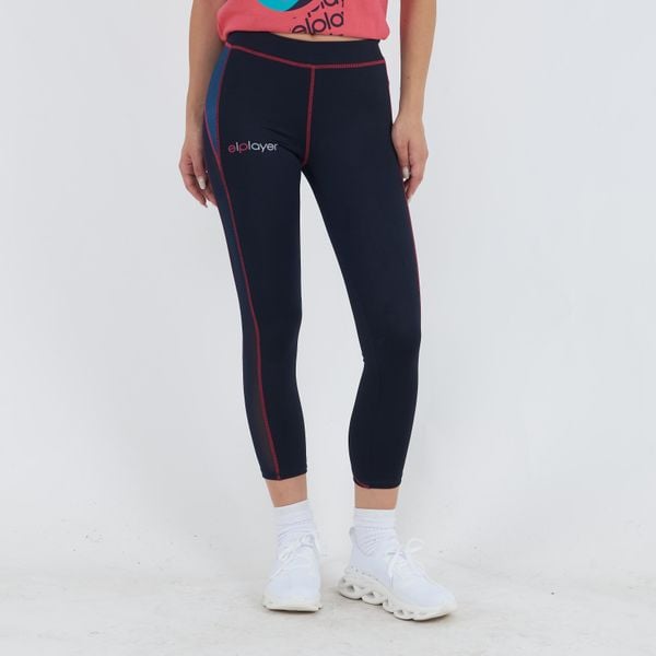 Legginsy Capri stretch do biegania niebiesko-ciemnoróżowe. Czerwone legginsy ELPLAYER, bez wzorów, z bawełny, z podwyższonym stanem, długie. Za 63,90 zł.