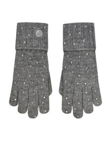Guess Rękawiczki Damskie AW5215 POL02 Szary. Szare rękawiczki Guess, z aplikacjami, z dzianiny. Za 120,00 zł.