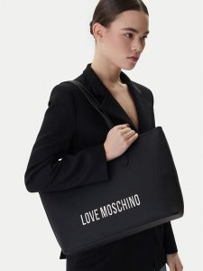 LOVE MOSCHINO Torebka JC4190PP1OKD000B Czarny. Czarne shopper bag LOVE MOSCHINO, bez wzorów, ze skóry, bez dodatków. Za 765,99 zł.