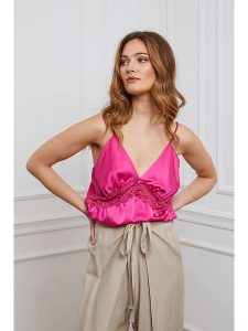 Joséfine Top "Candysha" w kolorze różowym rozmiar: L. Różowe topy Joséfine, l, bez wzorów, z koronki, bez kołnierzyka, bez ramiączek. Za 125,27 zł.