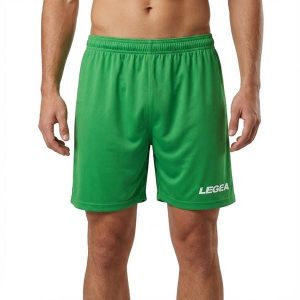 Spodenki do biegania Dusseldorf z oddychającego poliestru zielone. Zielone szorty LEGEA, bez wzorów. Za 52,00 zł.