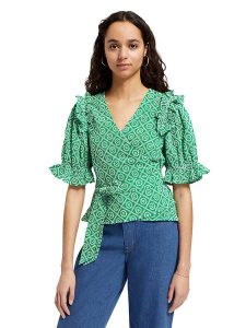 Scotch & Soda Bluzka w kolorze zielono-białym rozmiar: 36. Zielone bluzki Scotch & Soda, bez wzorów, z bawełny, bez kołnierzyka, bez ramiączek. Za 127,35 zł.