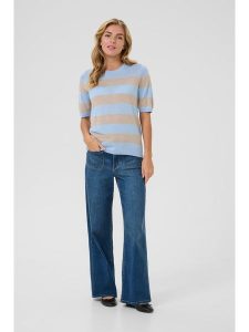 Kaffe Koszulka dzianinowa w kolorze błękitnym rozmiar: XS. Niebieskie bluzki Kaffe, xs, bez wzorów, z dzianiny, bez kołnierzyka, bez ramiączek. Za 69,99 zł.