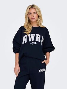 ONLY Bluza w kolorze granatowym rozmiar: XS. Niebieskie bluzy ONLY, xs, bez wzorów, z bawełny, bez kaptura. Za 48,28 zł.