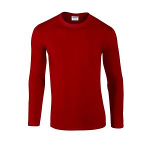 Koszulka Z Długim Rękawem Dla Dorosłych Unisex Soft Touch. Czerwone bluzki GILDAN, m, bez wzorów, sportowe, bez kołnierzyka, bez ramiączek. Za 50,99 zł.
