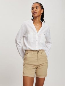 Cross Jeans Bluzka w kolorze białym rozmiar: S. Białe bluzki Cross Jeans, s, bez wzorów, z jeansu, bez kołnierzyka, bez ramiączek. Za 114,17 zł.