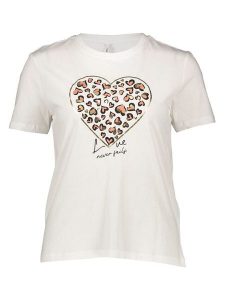 ONLY Koszulka w kolorze białym rozmiar: S. Białe bluzki ONLY, s, bez wzorów, z bawełny, bez kołnierzyka, bez ramiączek. Za 43,99 zł.