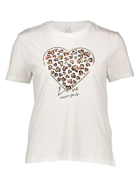 ONLY Koszulka w kolorze białym rozmiar: M. Białe bluzki ONLY, m, bez wzorów, z bawełny, bez kołnierzyka, bez ramiączek. Za 56,53 zł.