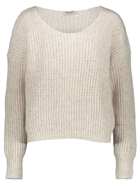 Sublevel Sweter w kolorze kremowym rozmiar: XXL. Brązowe swetry oversize Sublevel, xxl, bez wzorów, ze splotem, bez ramiączek. Za 52,42 zł.