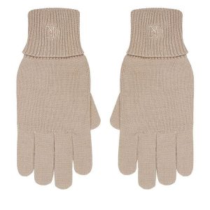 Rękawiczki Damskie Calvin Klein. Brązowe rękawiczki Calvin Klein, bez wzorów, z dzianiny. Za 199,99 zł.