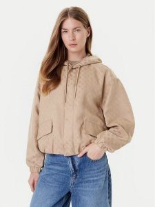 Guess Kurtka przejściowa V5YL02 WH492 Beżowy Regular Fit. Brązowe kurtki Guess, s, z aplikacjami, z syntetyku, bez kaptura. Za 429,99 zł.