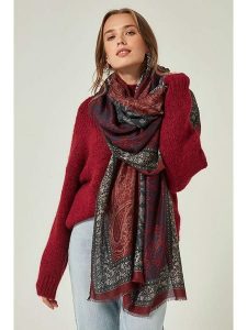 Lucky Bees Szal w kolorze czerwono-granatowym - 180 x 90 cm rozmiar: onesize. Czerwone szaliki Lucky Bees, bez wzorów, z materiału. Za 117,73 zł.