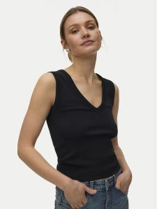 Vero Moda Top Chloe 10342916 Czarny Regular Fit. Czarne topy Vero Moda, m, bez wzorów, z bawełny, bez kołnierzyka, bez ramiączek. Za 69,99 zł.