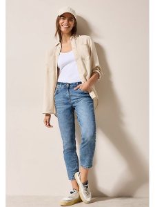 Cecil Dżinsy - Slim fit - w kolorze niebieskim rozmiar: W30/L26. Niebieskie jeansy Cecil, z aplikacjami, ze skóry. Za 140,53 zł.