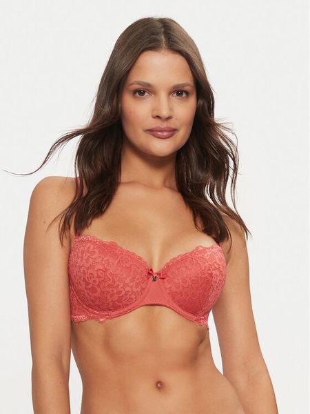 Hunkemöller Biustonosz z fiszbiną Marine 206320 Czerwony. Czerwone biustonosze Hunkemöller, bez wzorów, z syntetyku. Za 89,99 zł.